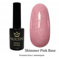 Камуфлирующая каучуковая база Moltini Shimmer Pink Base Strong, 12 ml