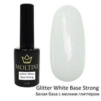 Камуфлирующая каучуковая база Moltini Glitter White Base Strong, 12 ml